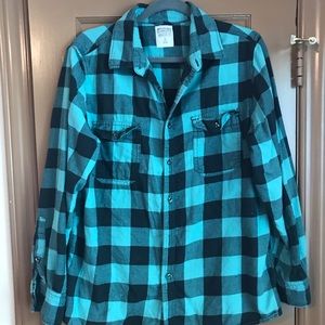 Teal and Black Buffalo Check Flannel